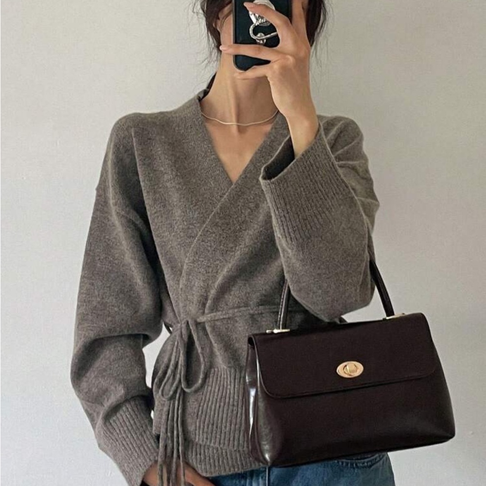 Elegant Gray Wrap Sweater